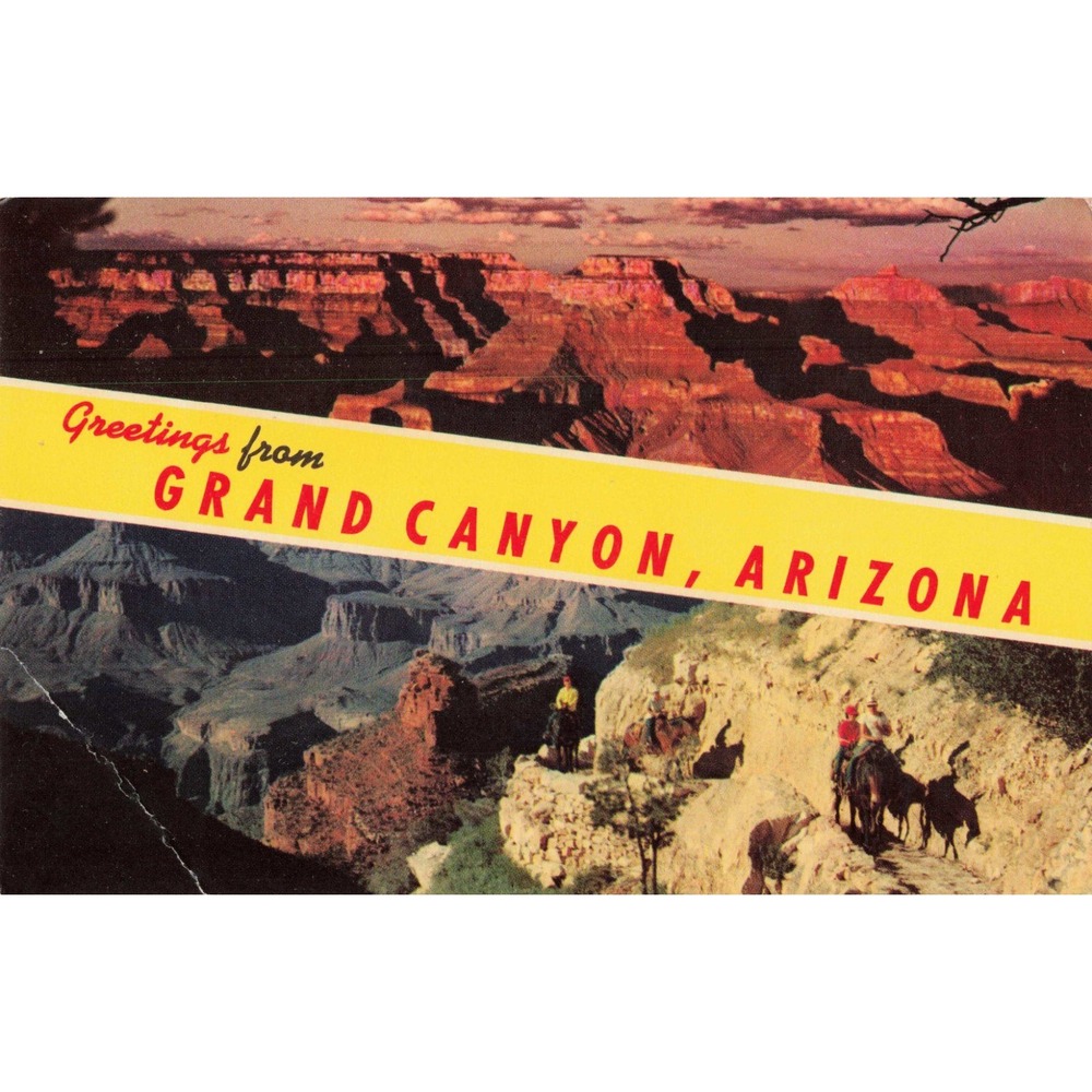 Vintage Greetings from Grand Canyon Arizona Mirro-Krome Postcard Fronske Studio